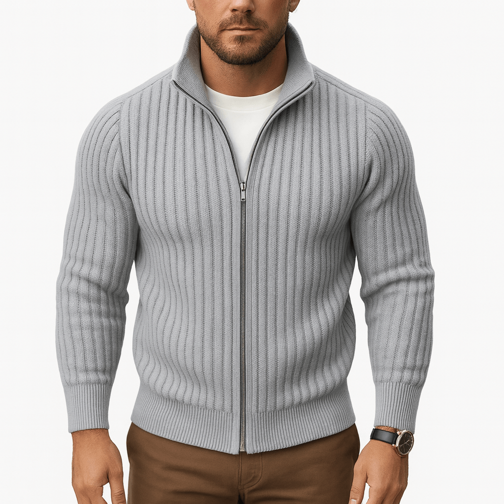 Textured Zip Up Sweater