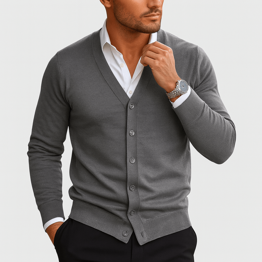Fitted Crew Neck Sweater Cardigan