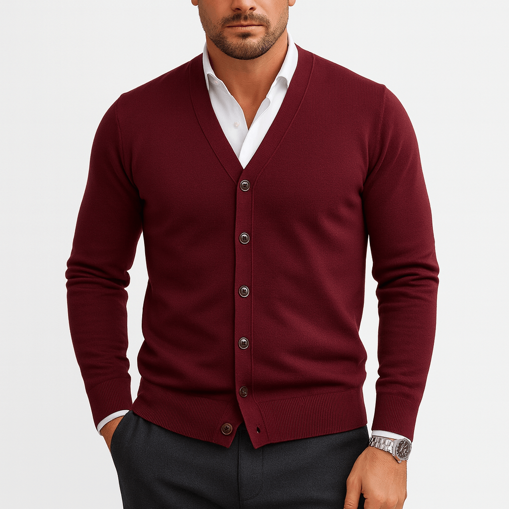 Fitted Crew Neck Sweater Cardigan
