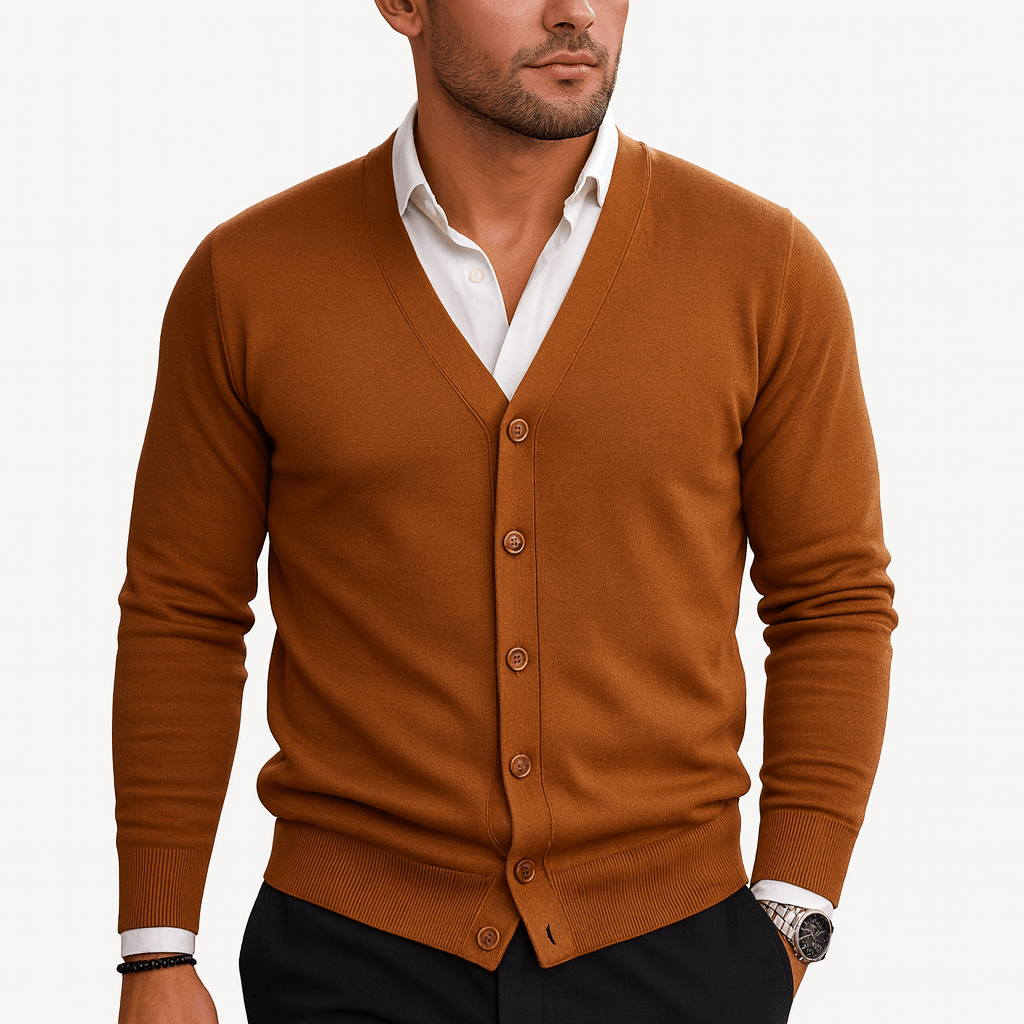 Fitted Crew Neck Sweater Cardigan