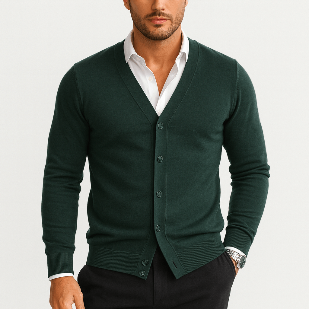 Fitted Crew Neck Sweater Cardigan