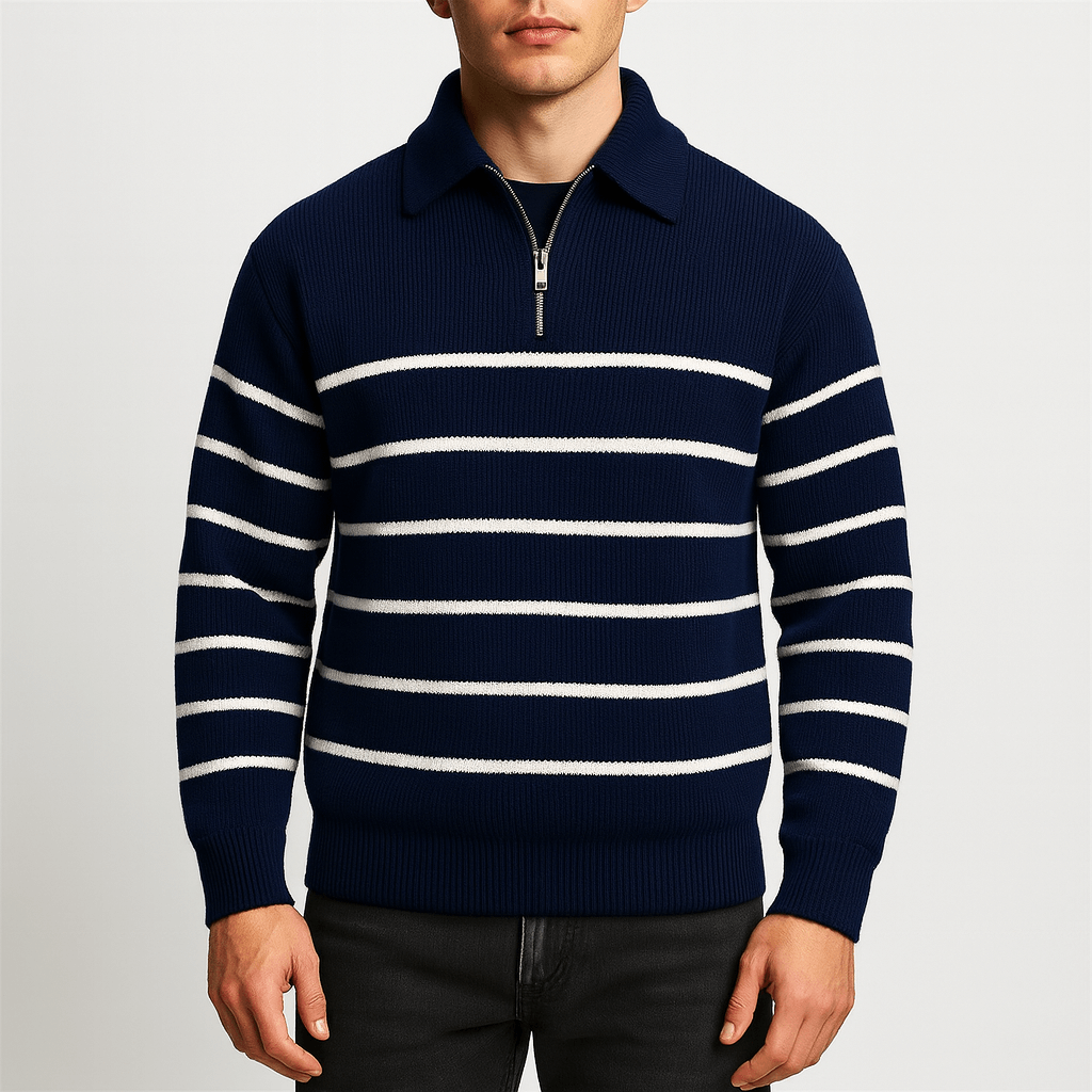 Classic Navy Blue Sweater - OutfitLondon