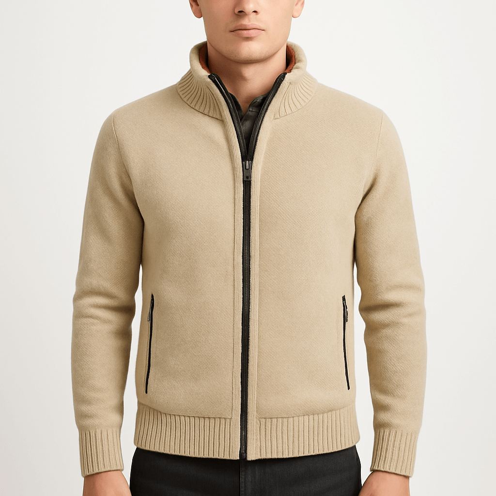 Fitted Zip Up Cardigan