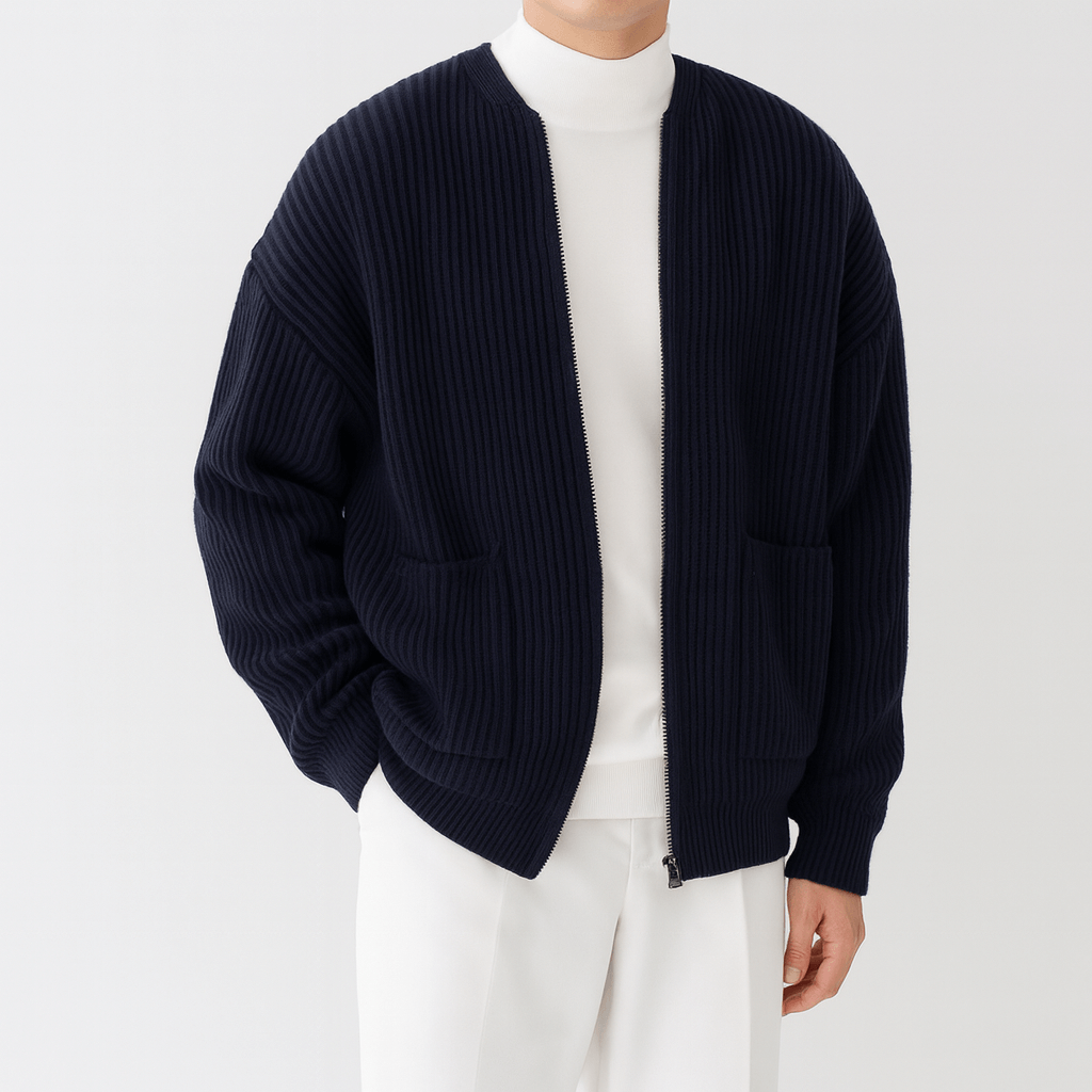 Fashionable Cable Knit Zip Sweater