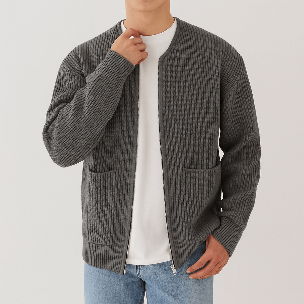 Fashionable Cable Knit Zip Sweater