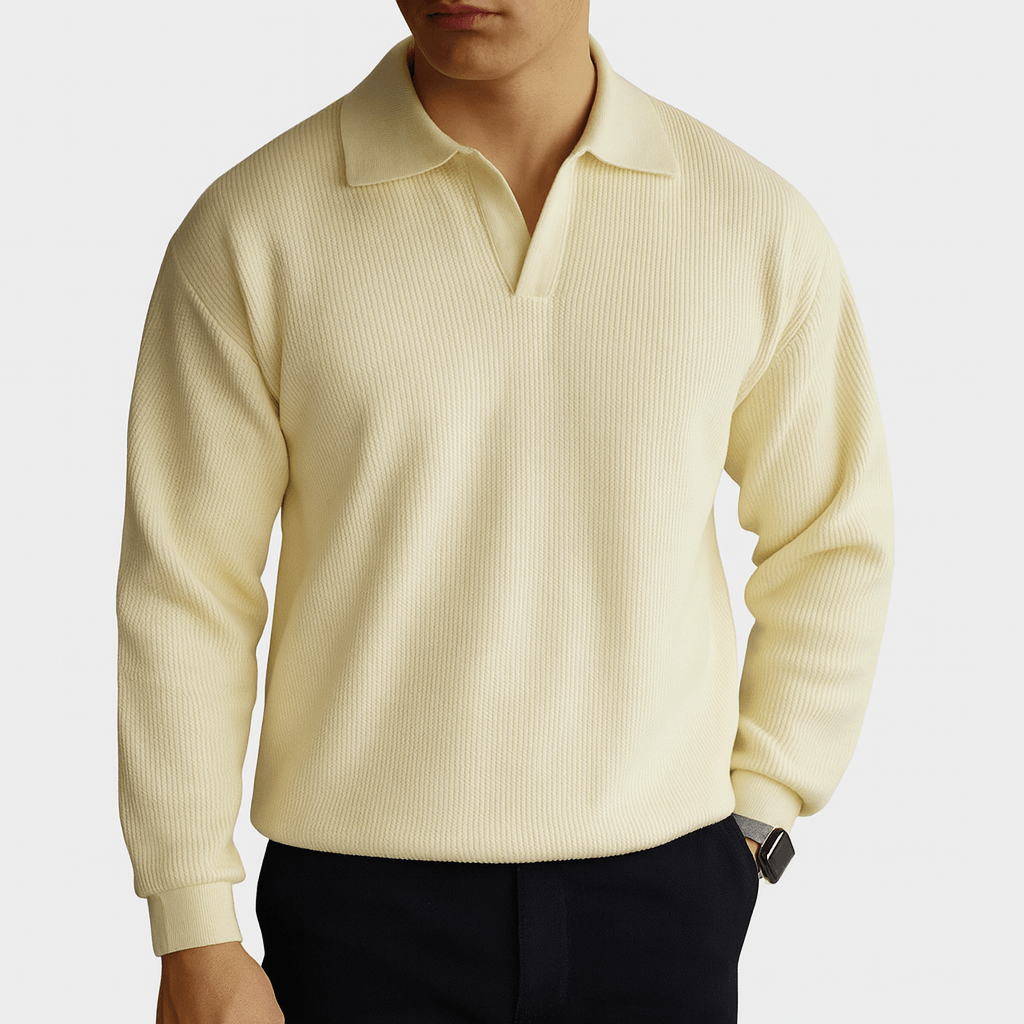 Textured Polo Sweater - OutfitLondon