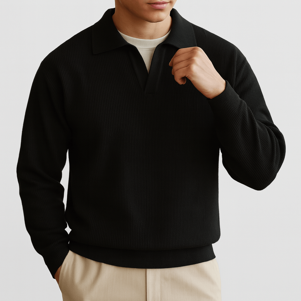 Textured Polo Sweater