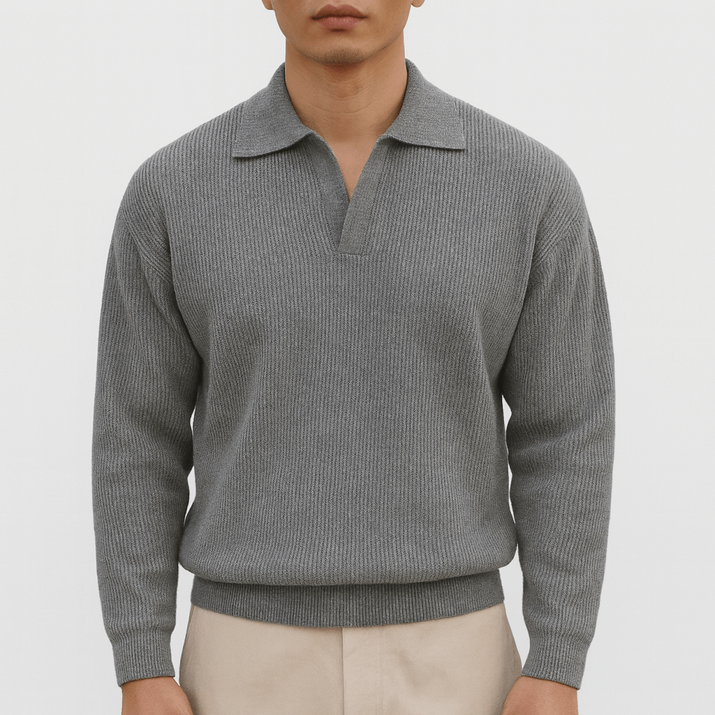 Textured Polo Sweater