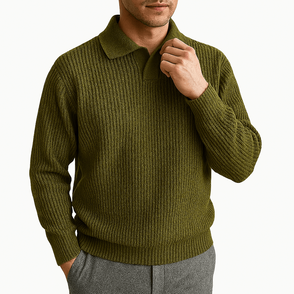 Textured Polo Crew Sweater
