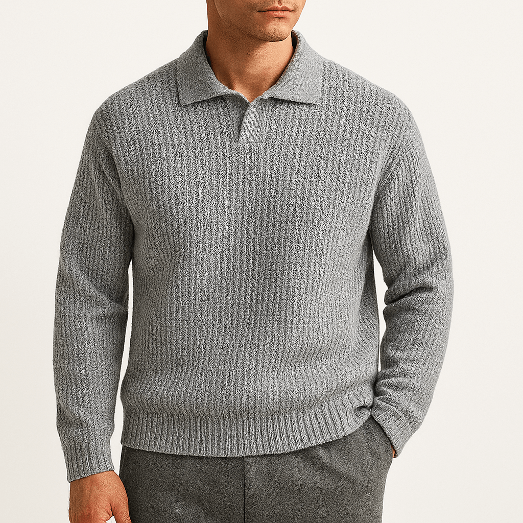 Textured Polo Crew Sweater