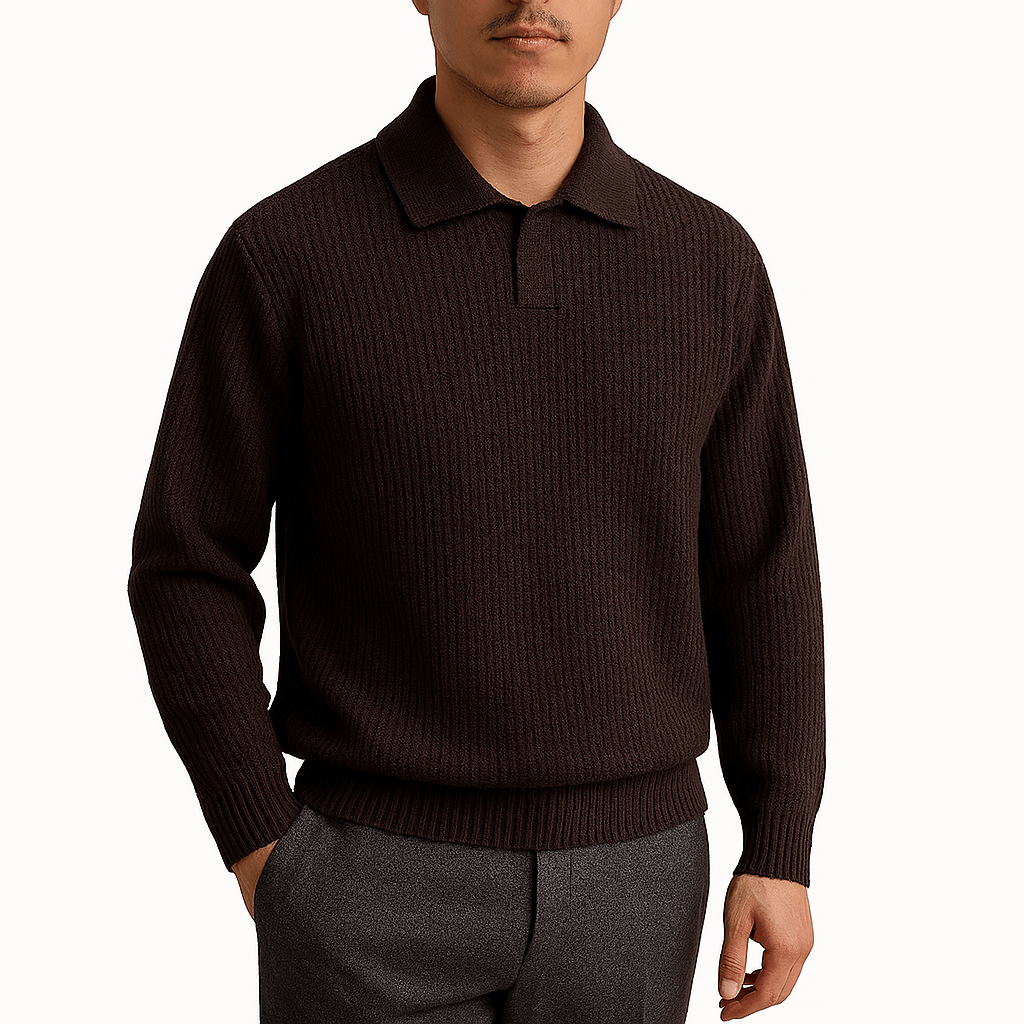 Textured Polo Crew Sweater