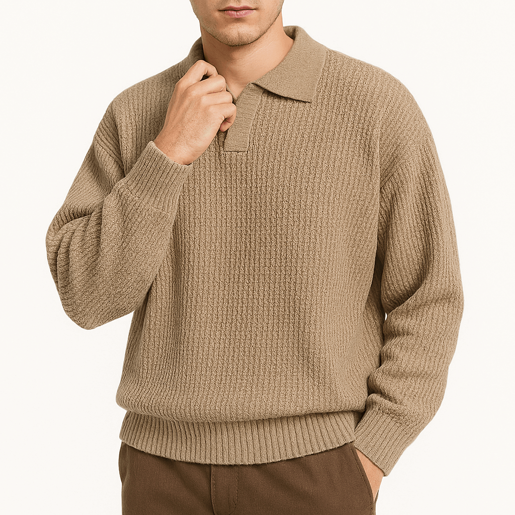 Textured Polo Crew Sweater