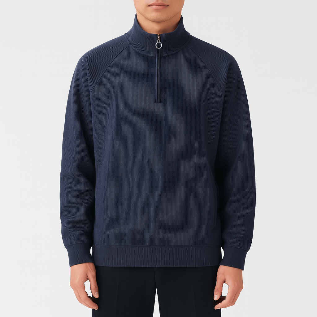 Soft Textured Crew Neck Sweatshirt - OutfitLondon