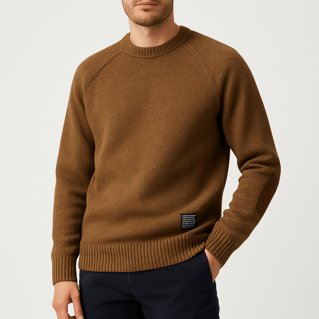 Cozy Patchwork Crew Neck Sweater