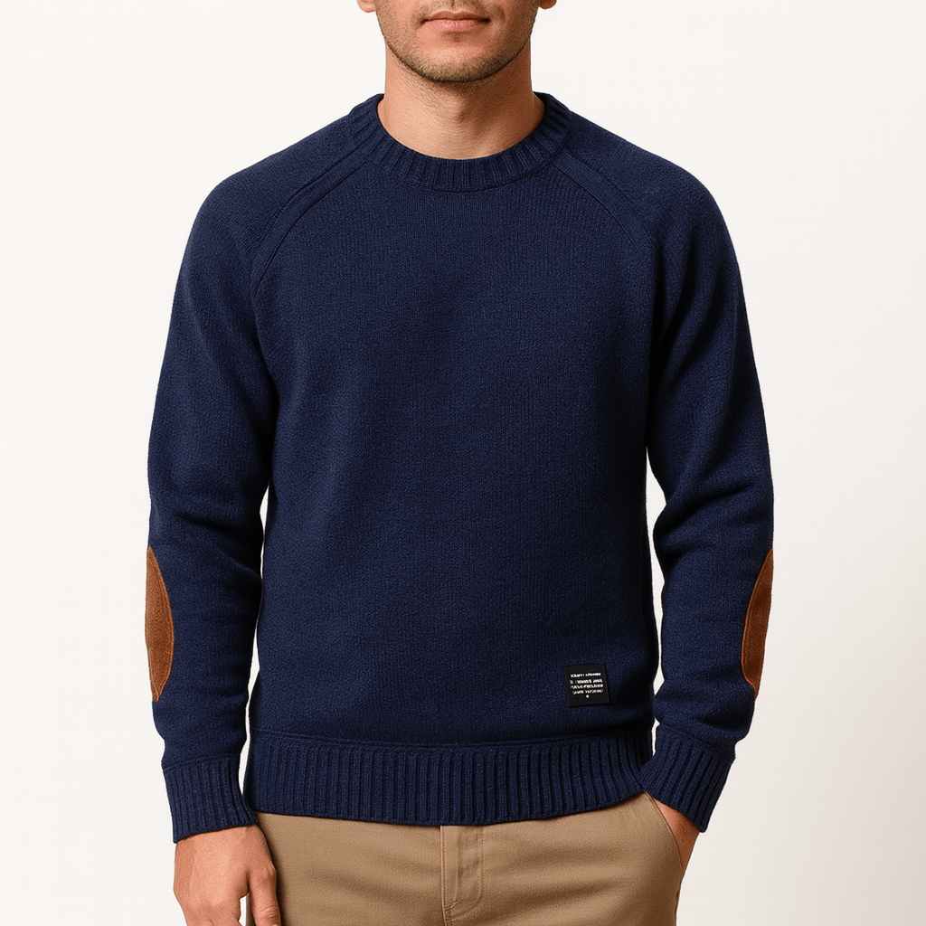 Cozy Patchwork Crew Neck Sweater