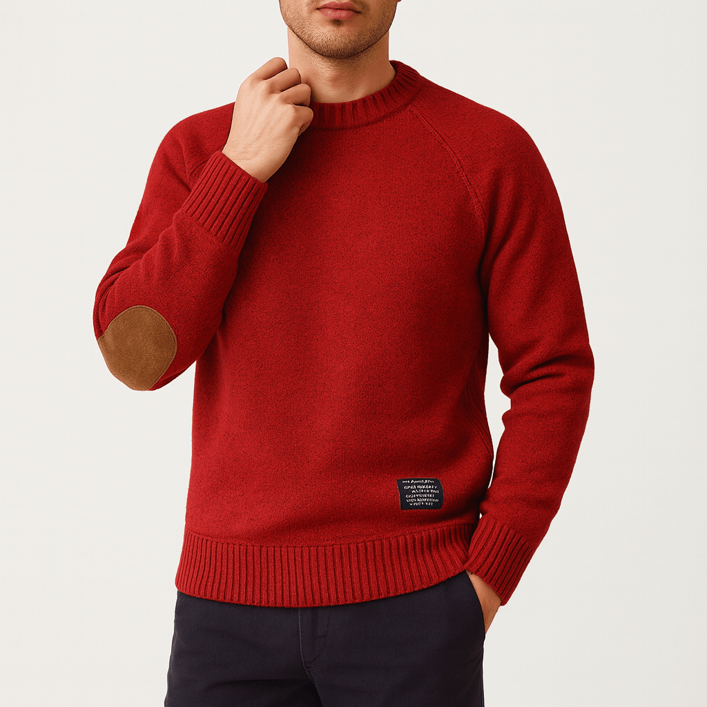 Cozy Patchwork Crew Neck Sweater