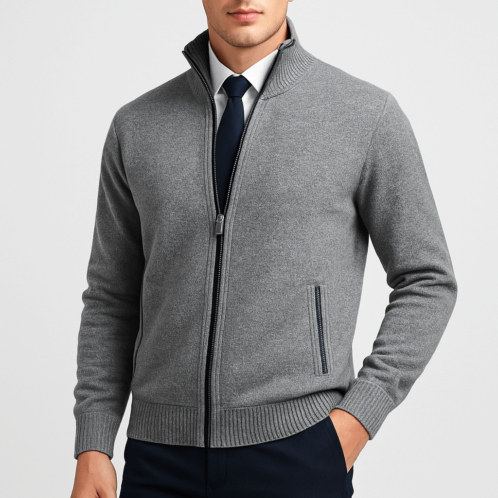 Cozy Zip Front Sweatshirt with High Collar