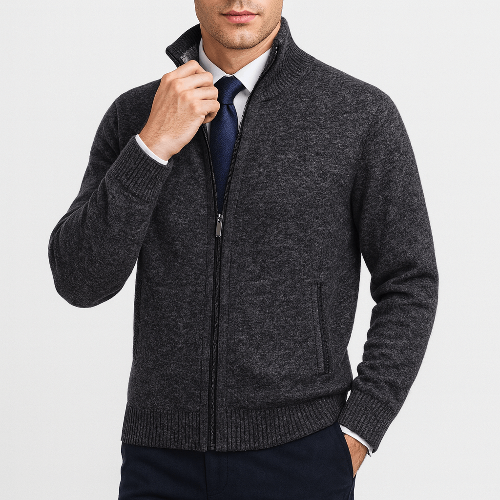 Cozy Zip Front Sweatshirt with High Collar