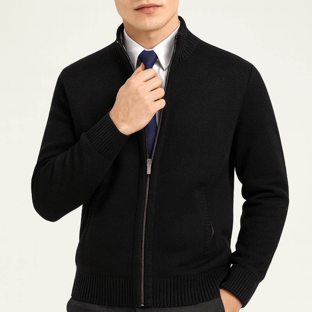 Cozy Zip Front Sweatshirt with High Collar
