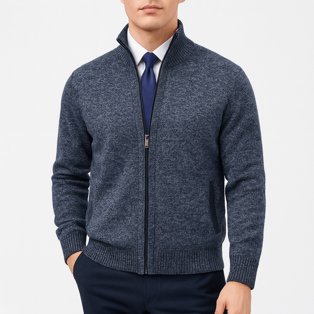 Cozy Zip Front Sweatshirt with High Collar