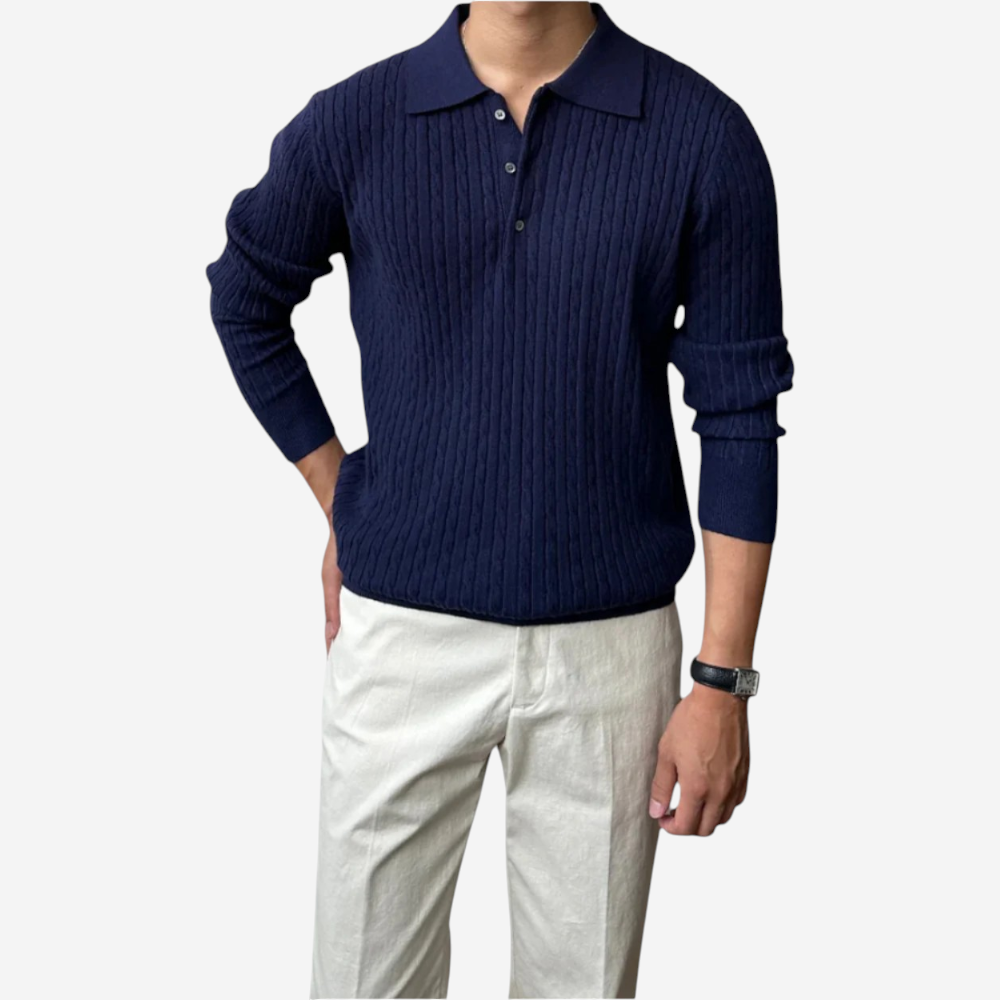 Premium Men's Long Sleeve Polo Shirt