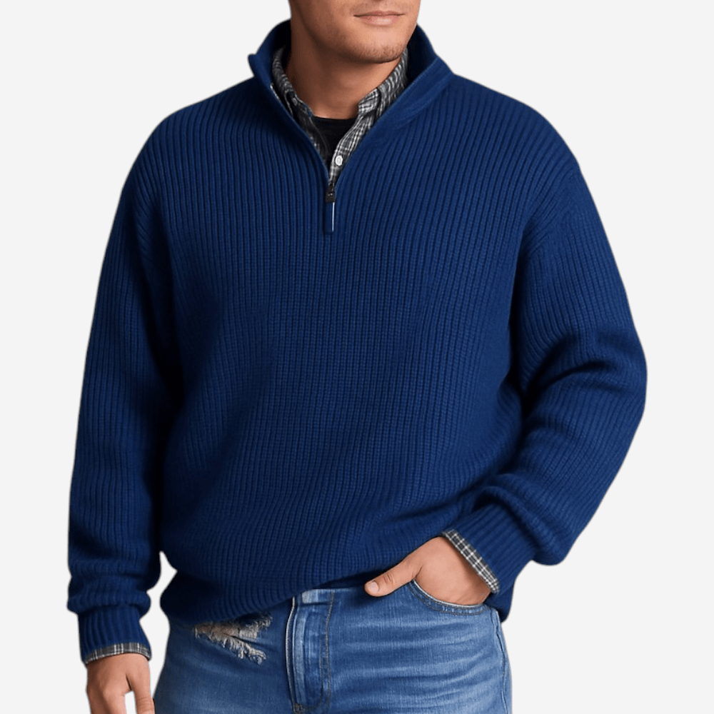 Men's Thermal Polo Neck Long Sleeve Top - OutfitLondon