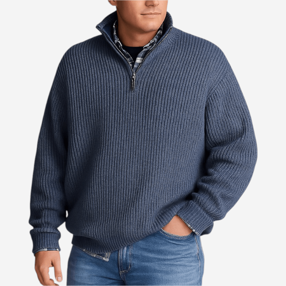 Men's Thermal Polo Neck Long Sleeve Top
