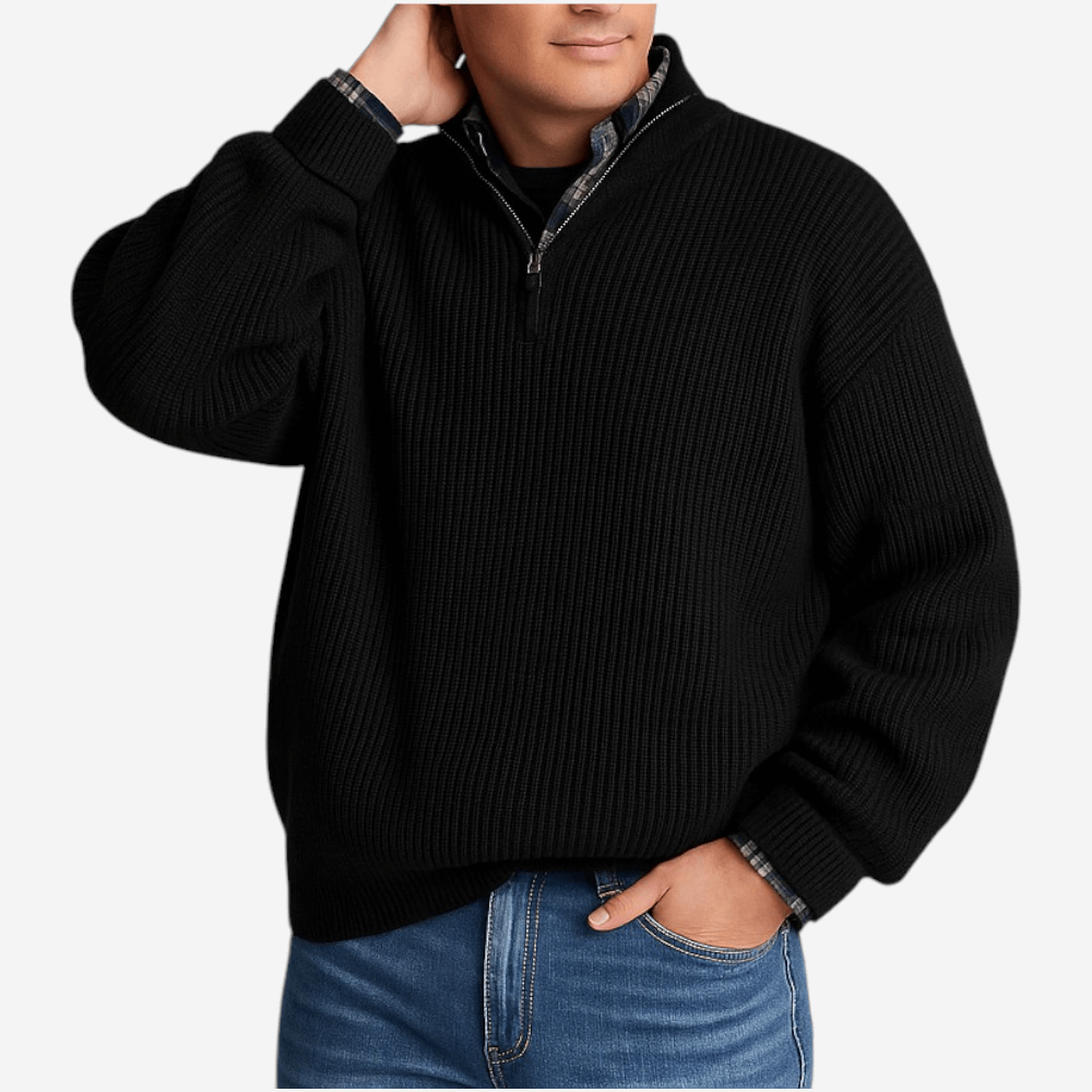 Men's Thermal Polo Neck Long Sleeve Top