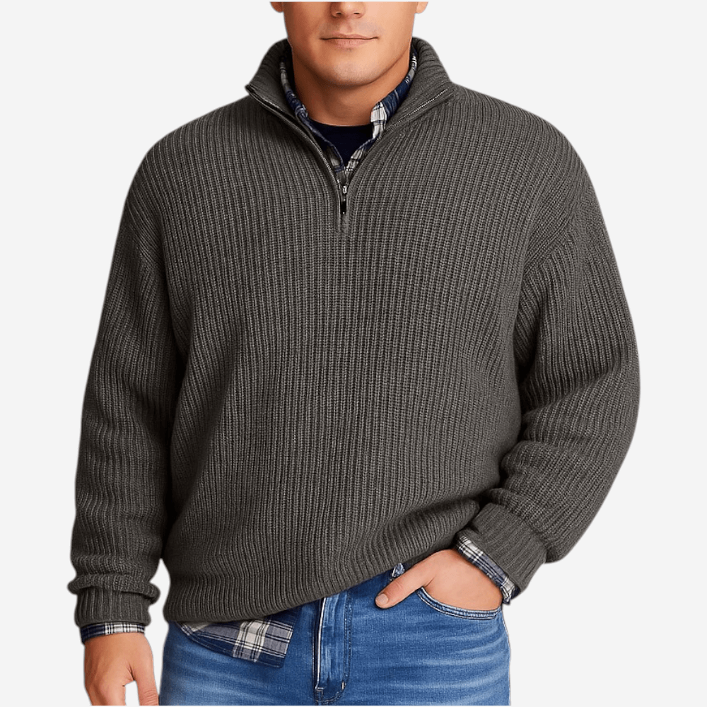 Men's Thermal Polo Neck Long Sleeve Top