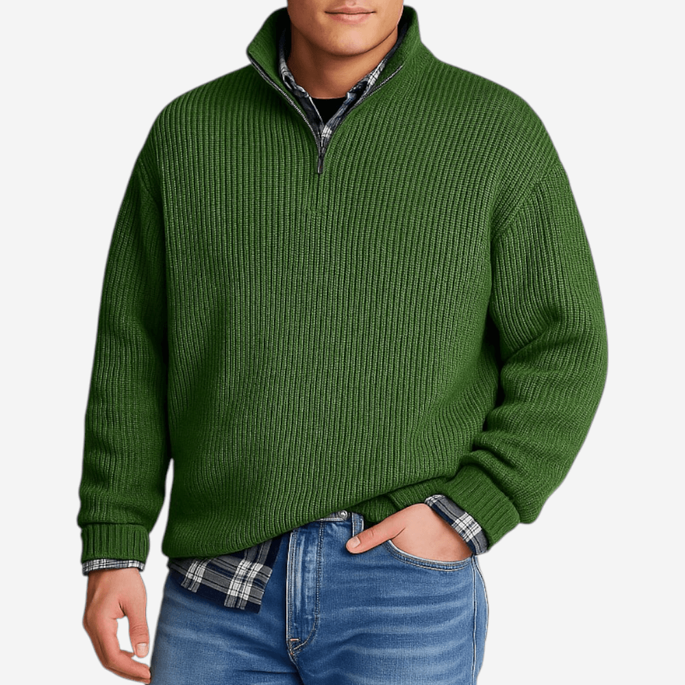 Men's Thermal Polo Neck Long Sleeve Top