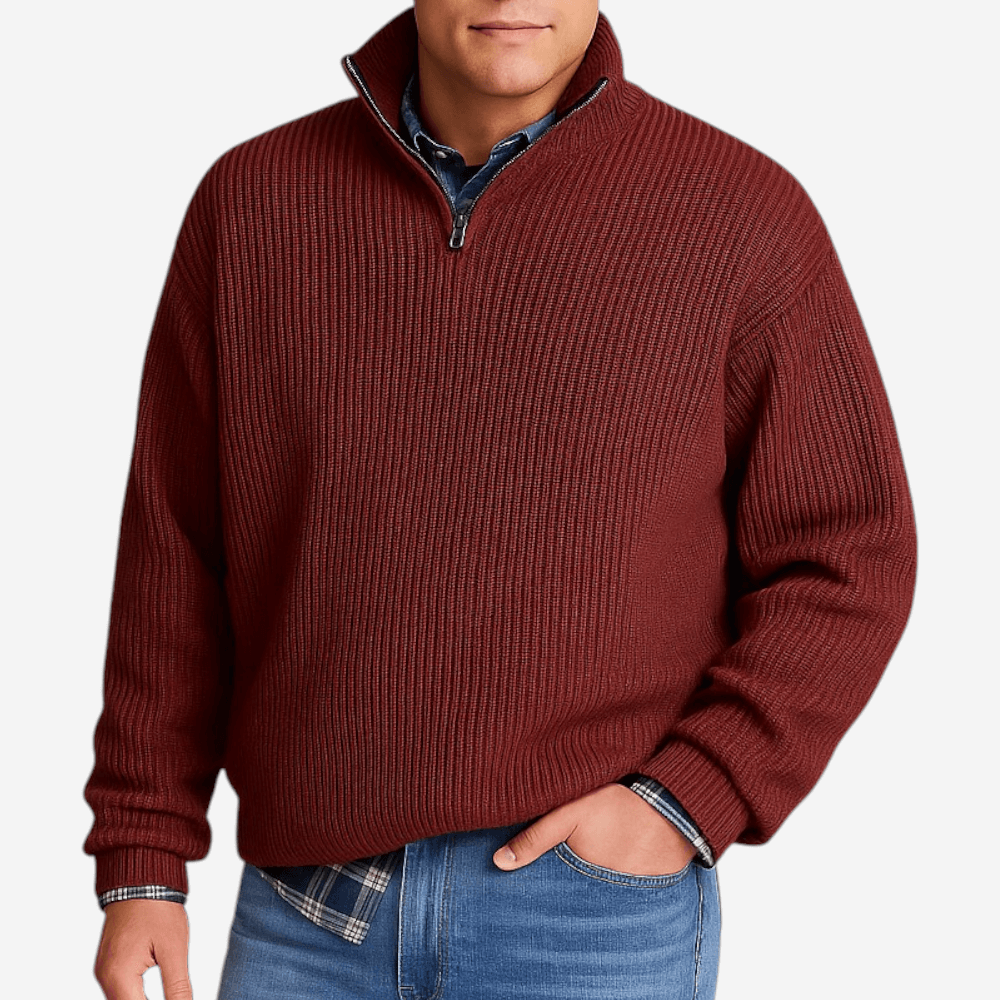 Men's Thermal Polo Neck Long Sleeve Top