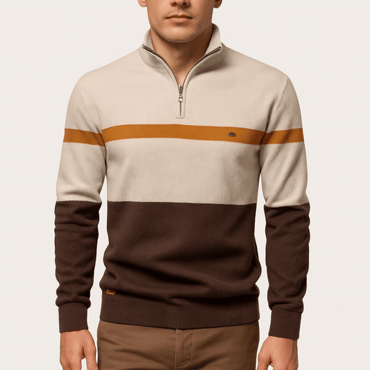 Classic Men's Breton Style Polo Sweater - OutfitLondon