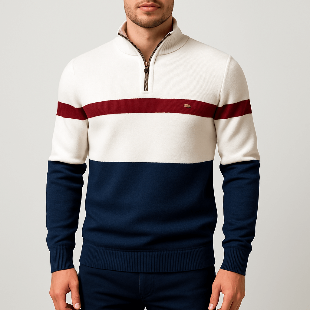 Classic Men's Breton Style Polo Sweater
