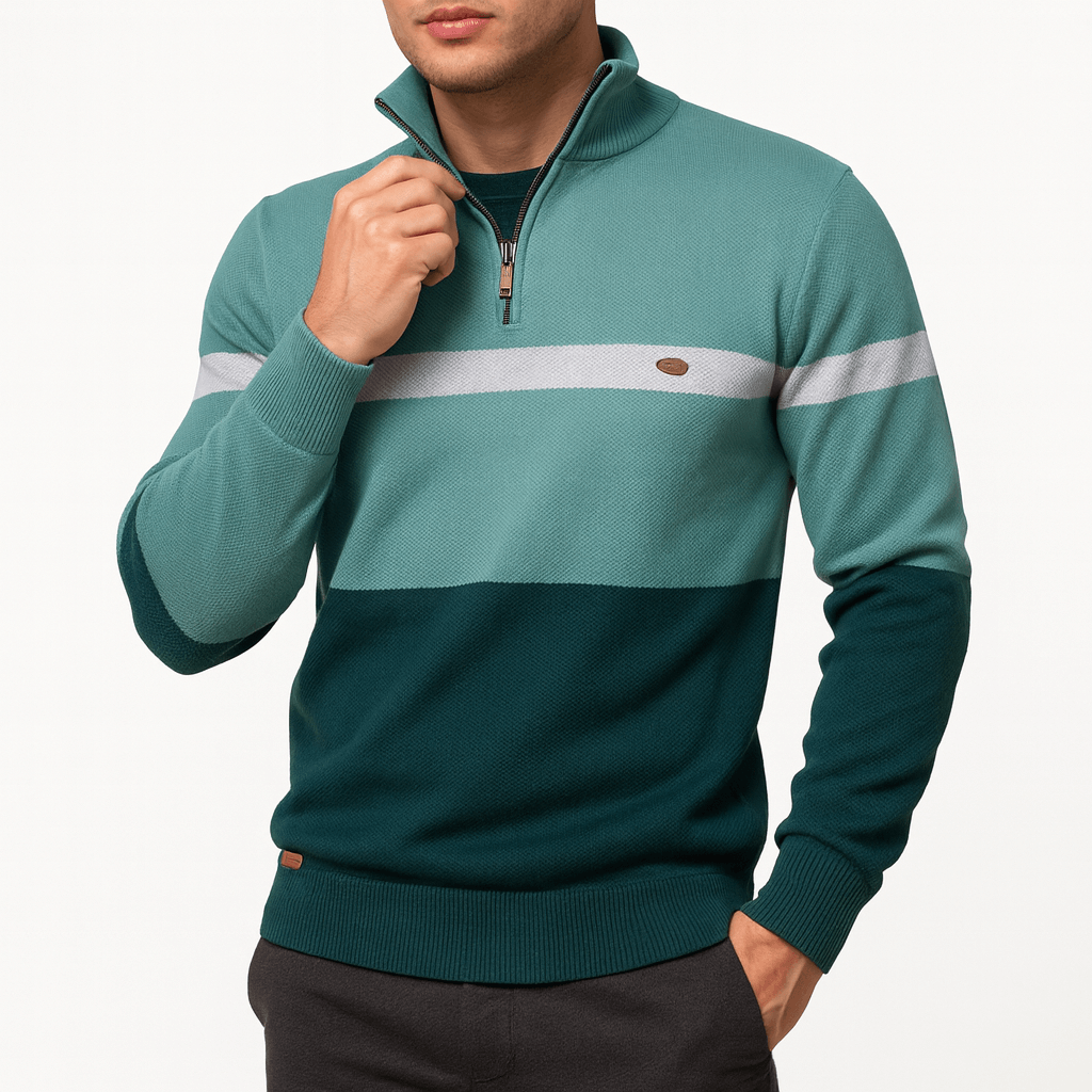 Classic Men's Breton Style Polo Sweater