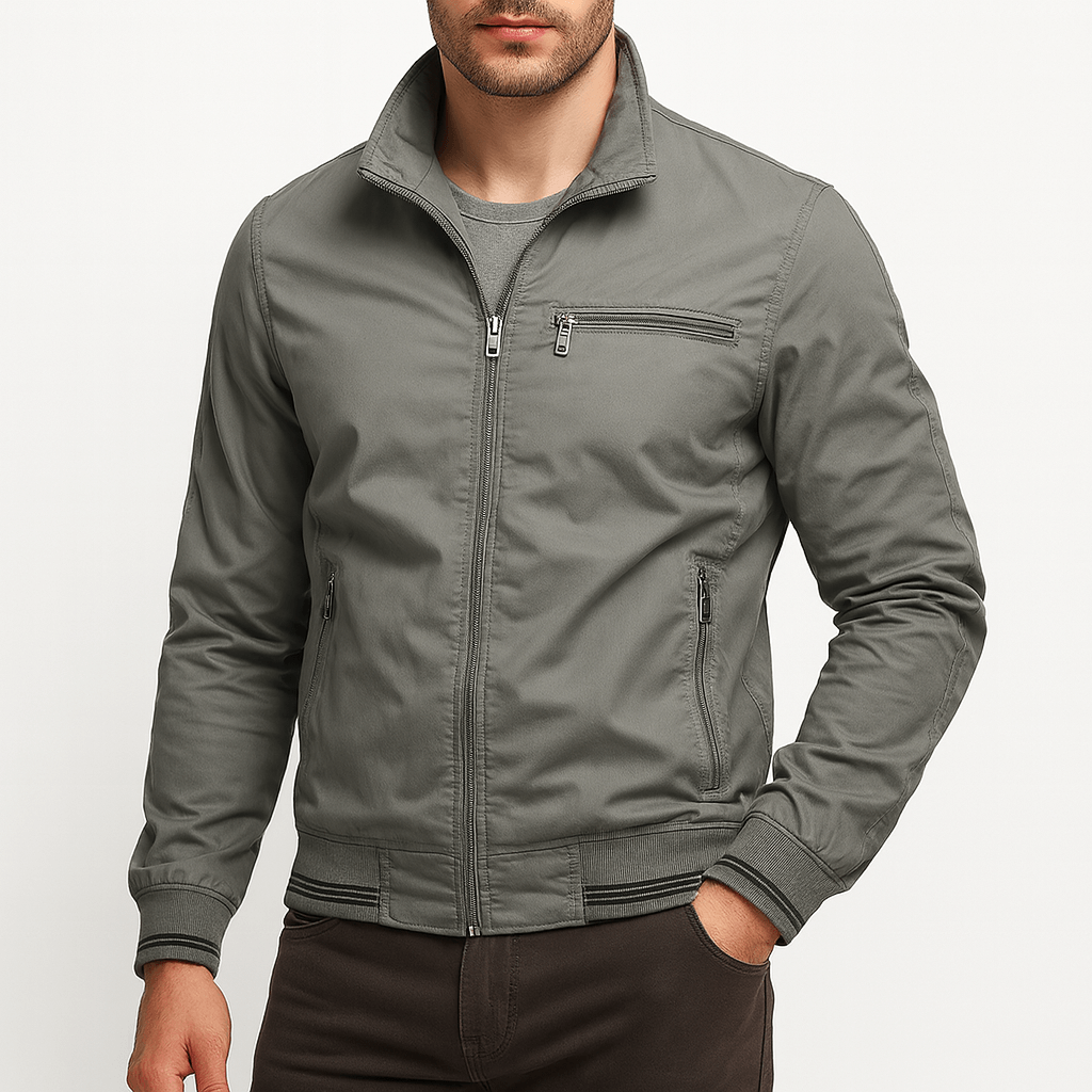 Relaxed Fit Men's Cotton Zipper Jacket