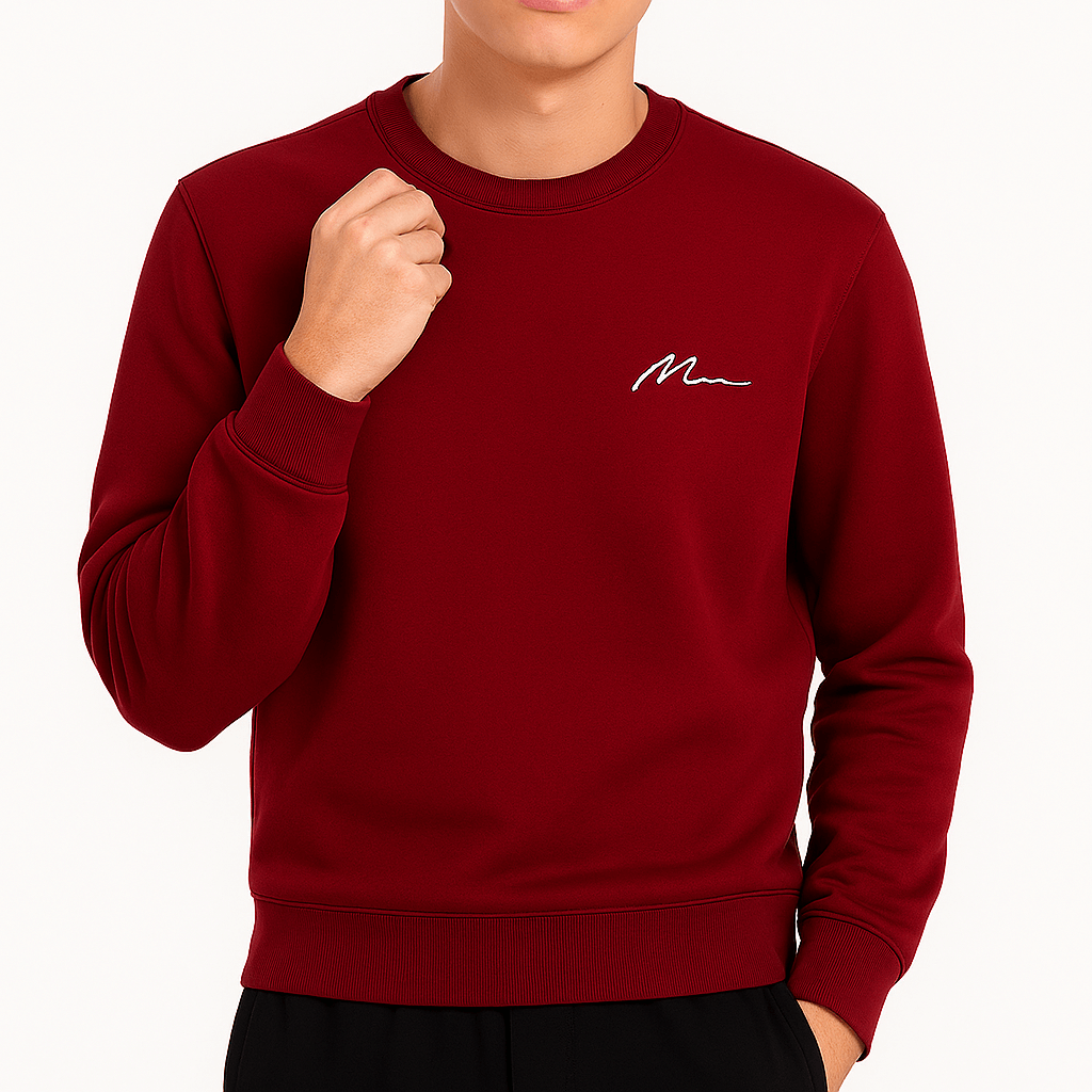 Warm Mens Crew Neck Fleece Sweatshirt - OutfitLondon