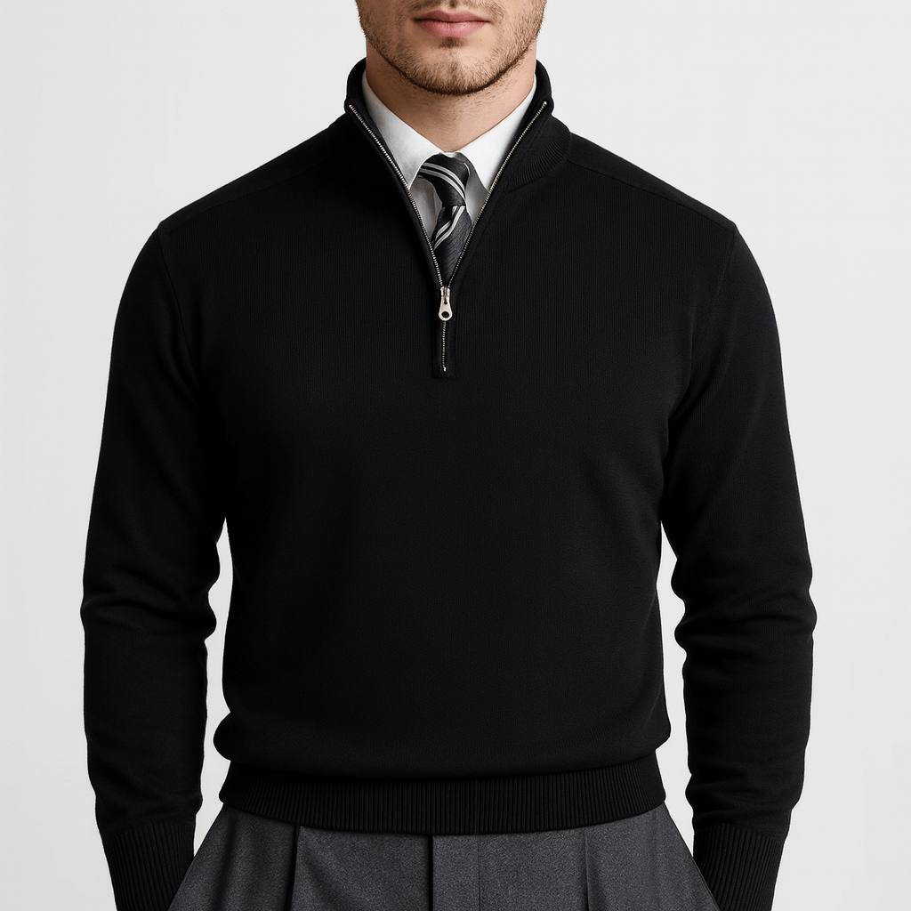 Men's Lightweight Zip Neck Pullover Sweater