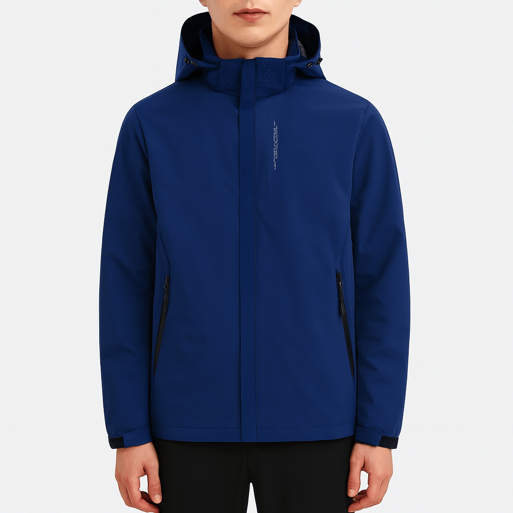 Waterproof Navy Blue Men's Raincoat Jacket - OutfitLondon
