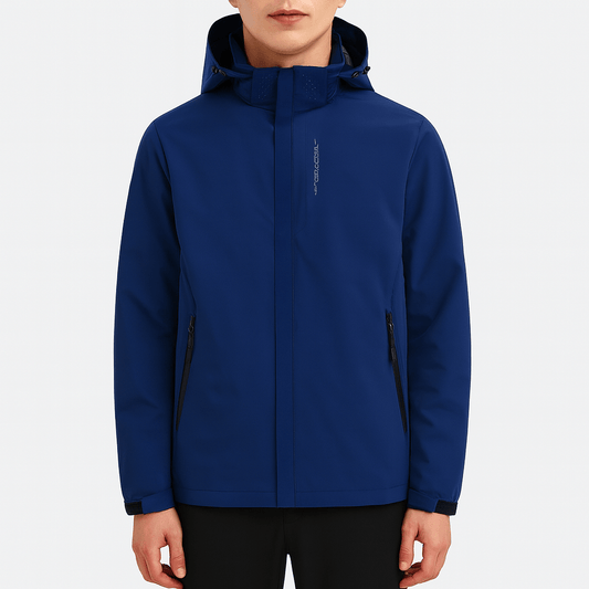 Waterproof Navy Blue Men's Raincoat Jacket - OutfitLondon