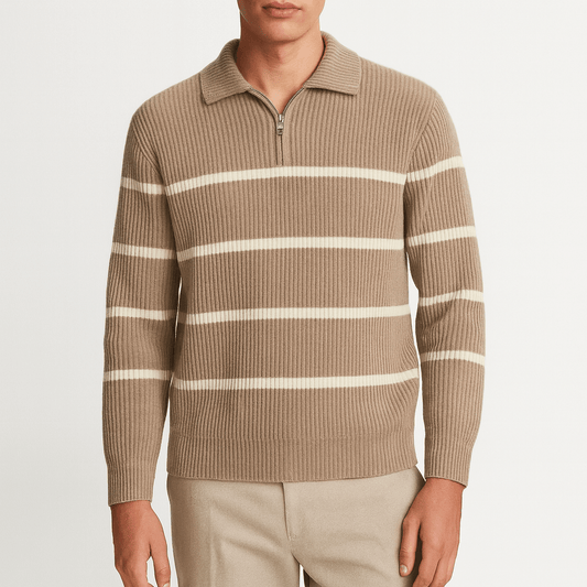 Classic Stripe Crew Neck Pullover Sweater - OutfitLondon