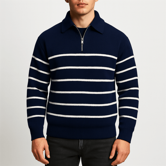 Classic Striped Crew Neck Sweatshirt - OutfitLondon