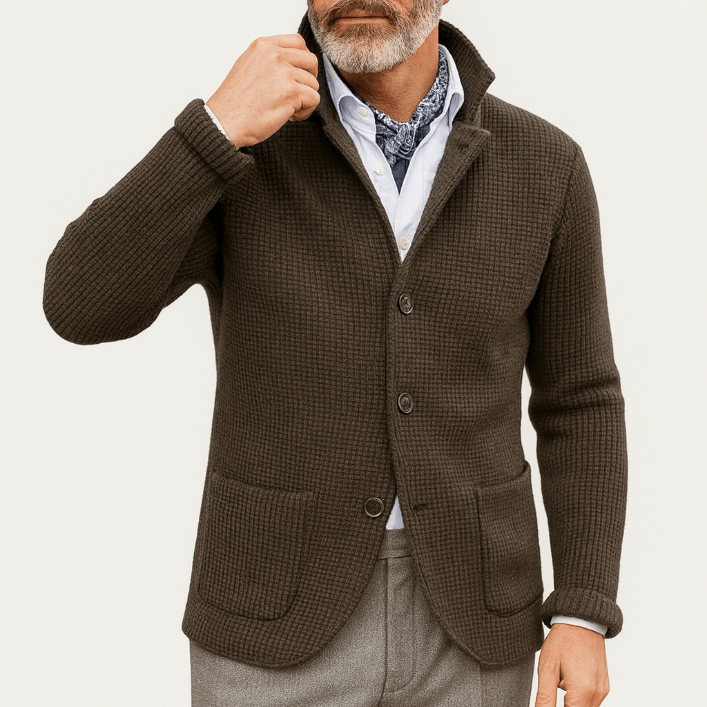 Warm Crew Neck Wool Cardigan - OutfitLondon