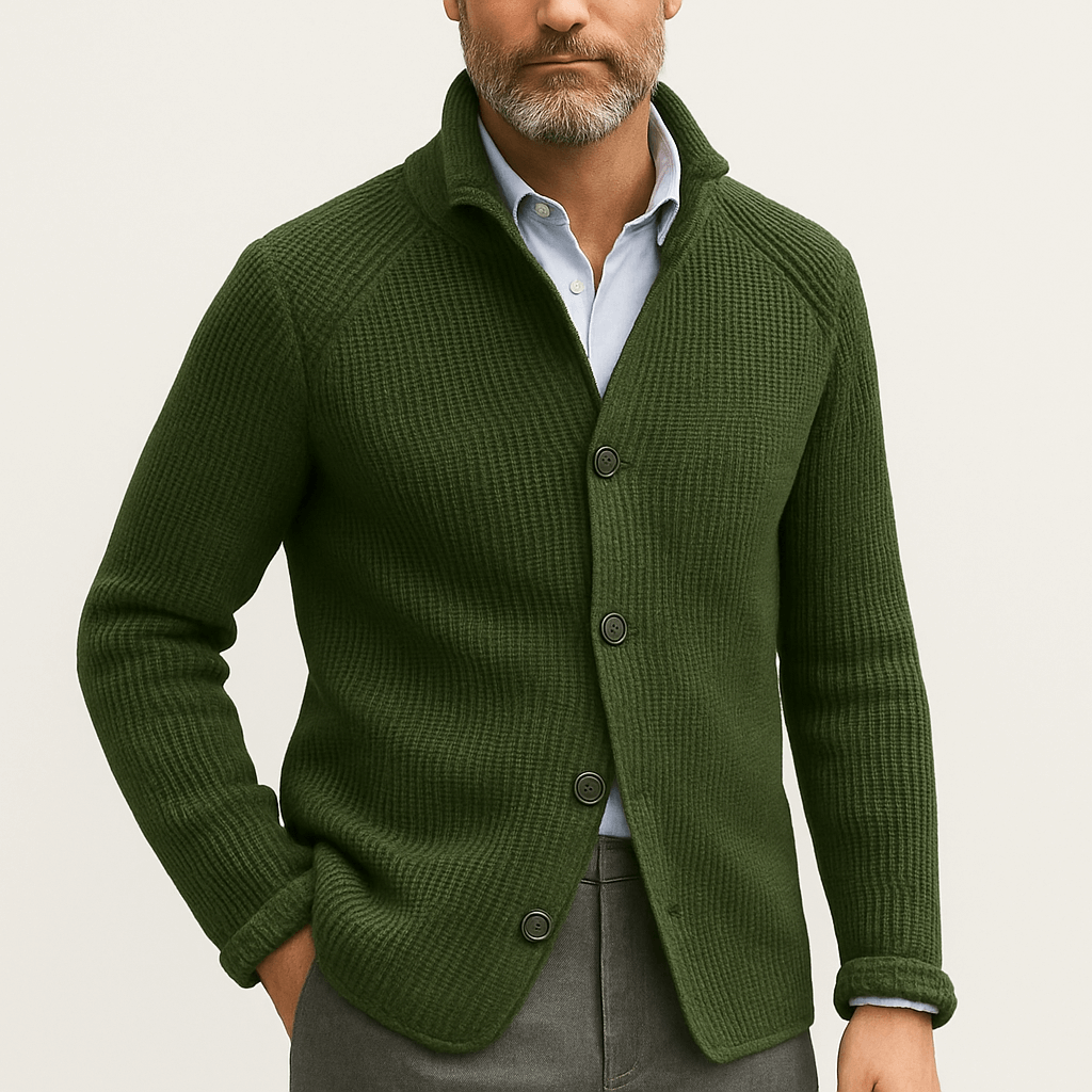 Warm Crew Neck Wool Cardigan