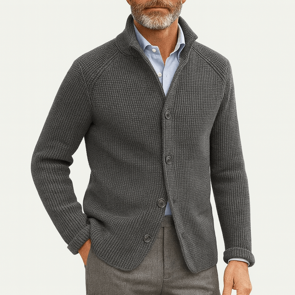 Warm Crew Neck Wool Cardigan
