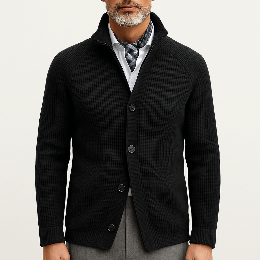Warm Crew Neck Wool Cardigan