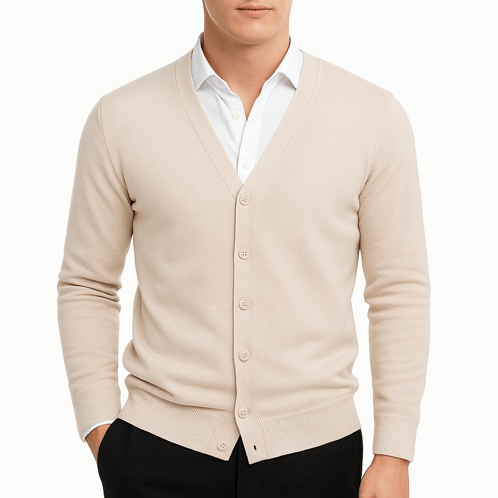 Men's Fit V-Neck Sweater Cardigan - OutfitLondon