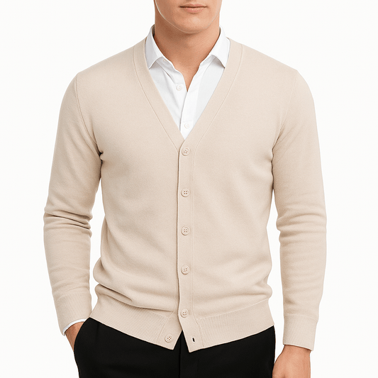 Men's Fit V-Neck Sweater Cardigan - OutfitLondon