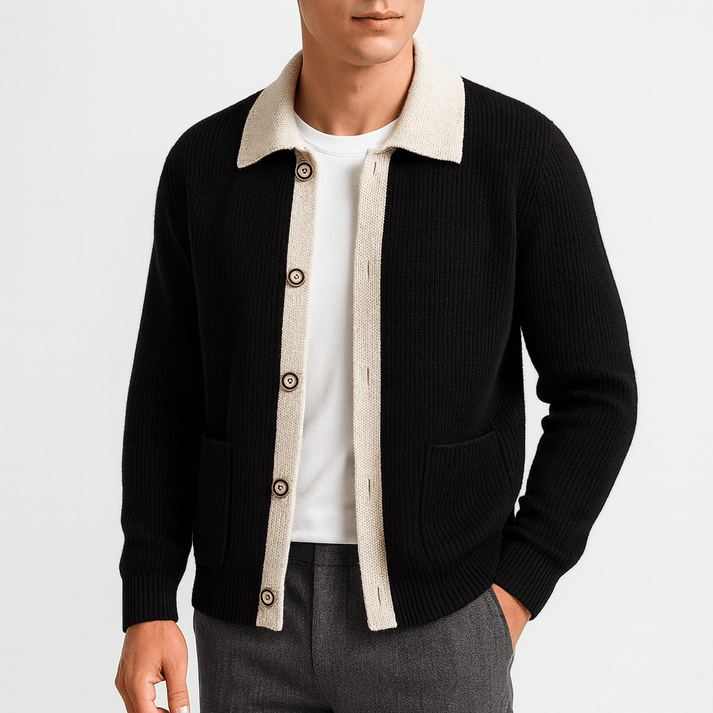 Warm Textured Crew Neck Cardigan