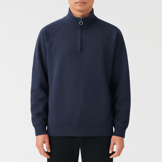 Soft Mens Textured Fleece Pullover Sweater - OutfitLondon