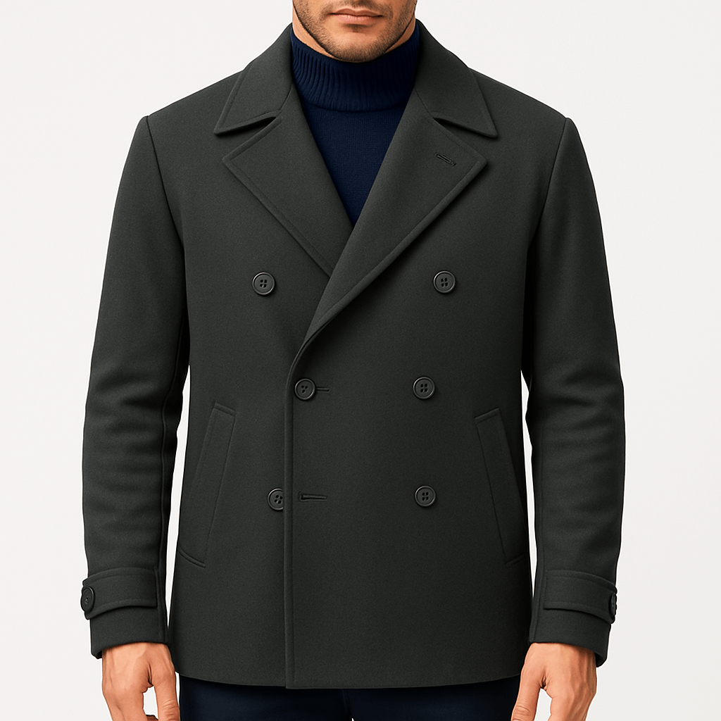 Warm Navy Blue Double Breasted Coat
